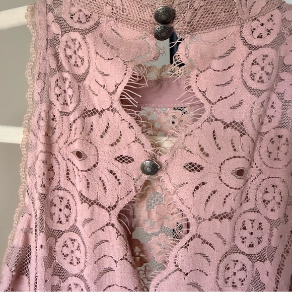 Free People Blush Lace Open Back Dress Boho Romantic Size 8 - Picture 3 of 4